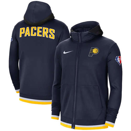 Indiana Pacers Navy 75th Anniversary Performance Showtime Full-Zip Hoodie Jacket